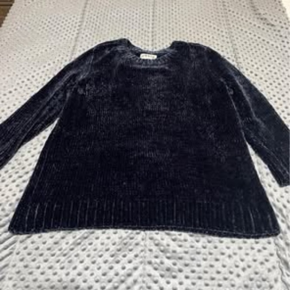 Orvis Women’s XL Blue Chenille Crew neck Knit Sweater Classic Eclectic Preppy